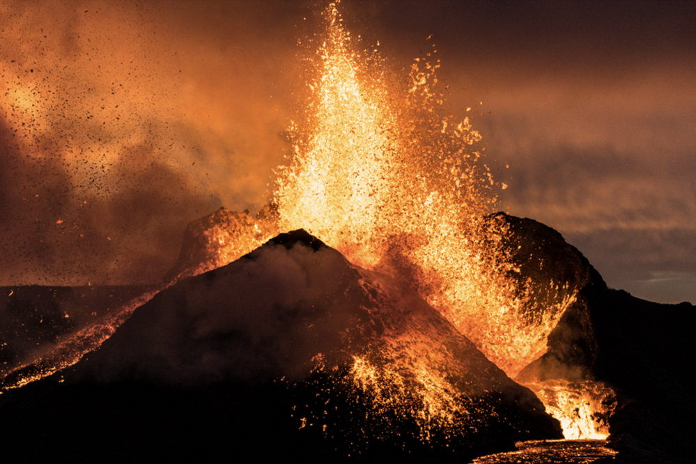 Volcano erupting